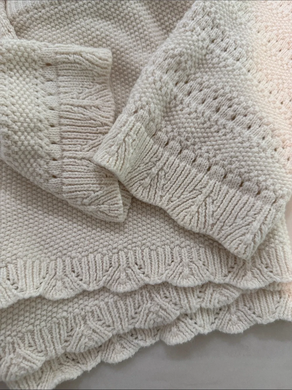 Old Navy Cream Knit Sweater with Rainbow Trim